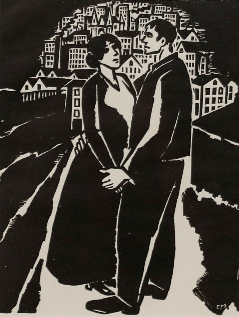 Frans Masereel (1889 1972) Framed Woodcut, Man's Passion No.20 photo furniture