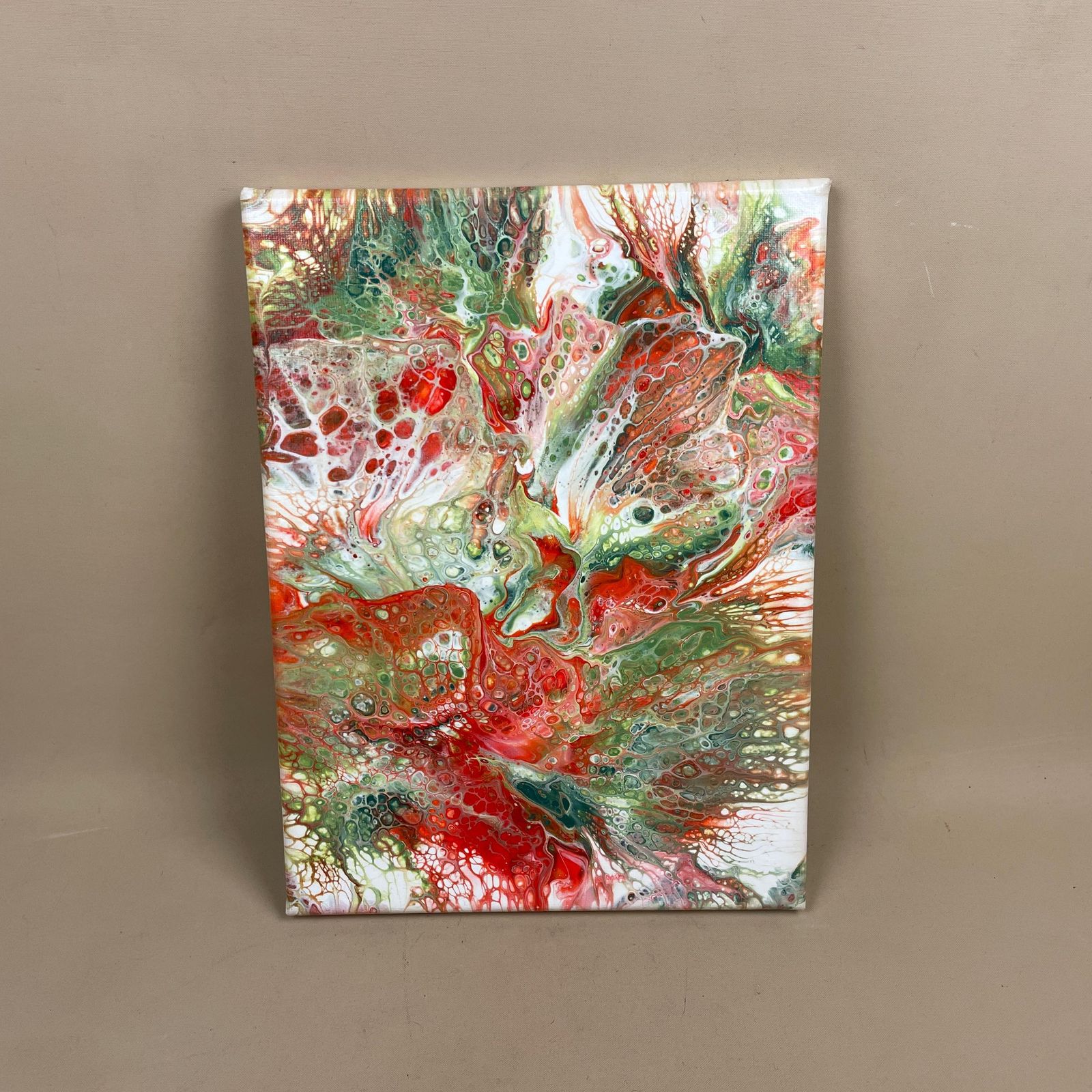Vintage Marbled Painting Picture Original Artwork On Canvas Marble Pattern Wood Frame Painted Art Rectangle 31x22.7cm Wall Hanging Marbling