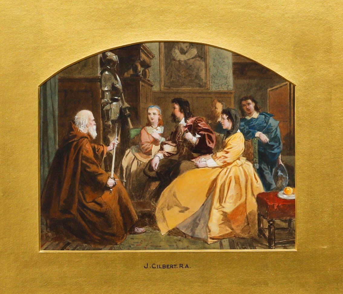 John Gilbert (1817 1897) 19th Century Watercolour, Master And His Disciples photo furniture