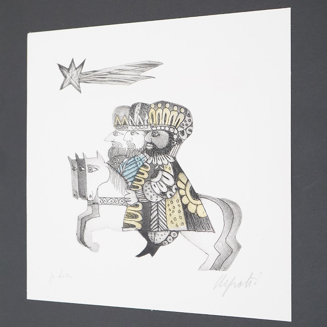 Colour Screen Print “The Three Wise Men” By Emanuele Luzzati, 1980s photo Art
