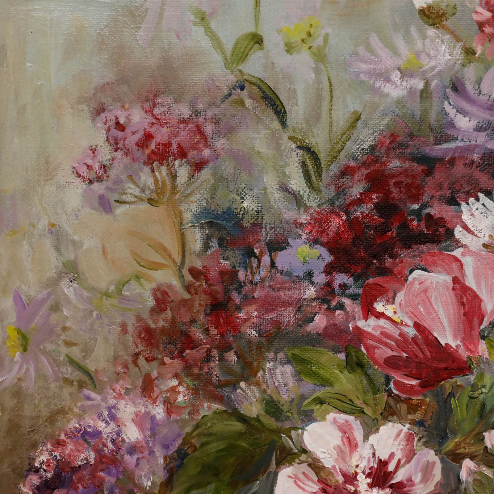 Mid 20th Century Oil Wildflower Arrangement photo vinterior