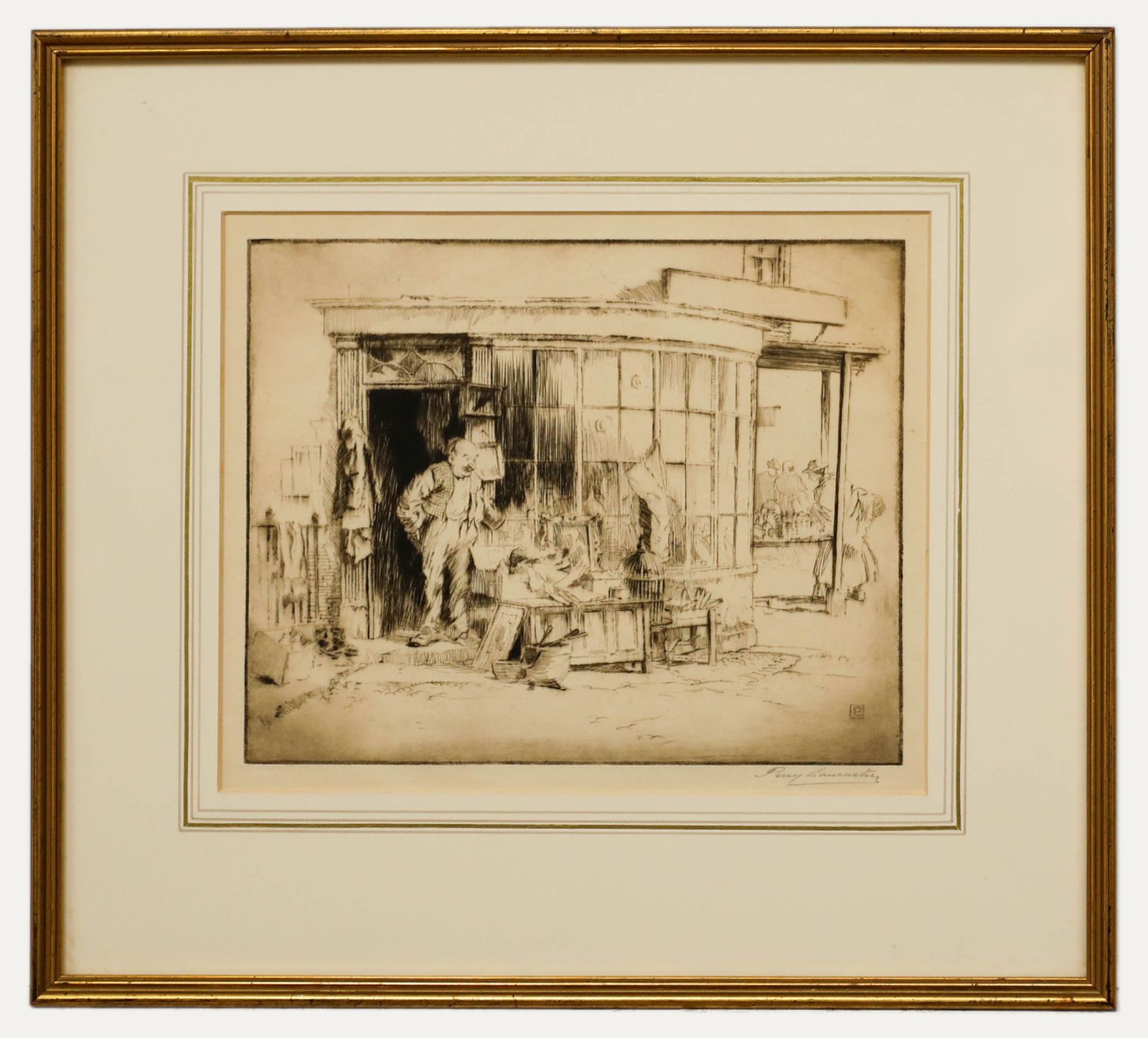 Percy Lancaster (1878 1951) Framed Etching, The Antiques Dealer