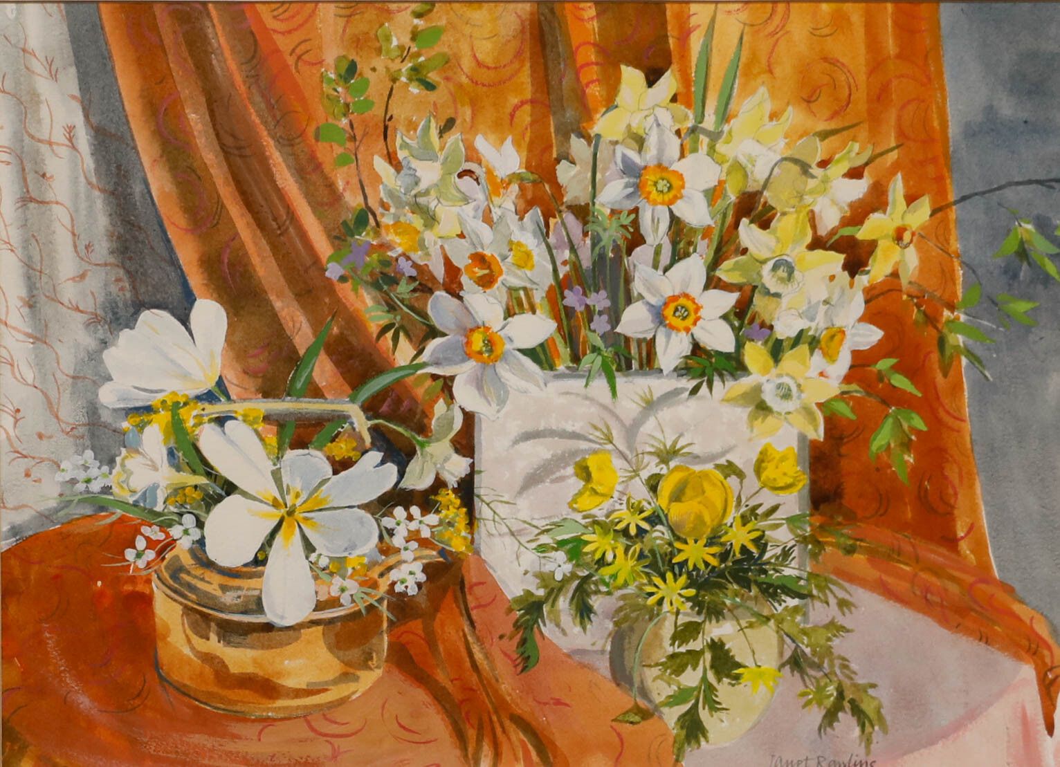 Janet Rawlins  20th Century Watercolour, Flowers Of Spring photo furniture