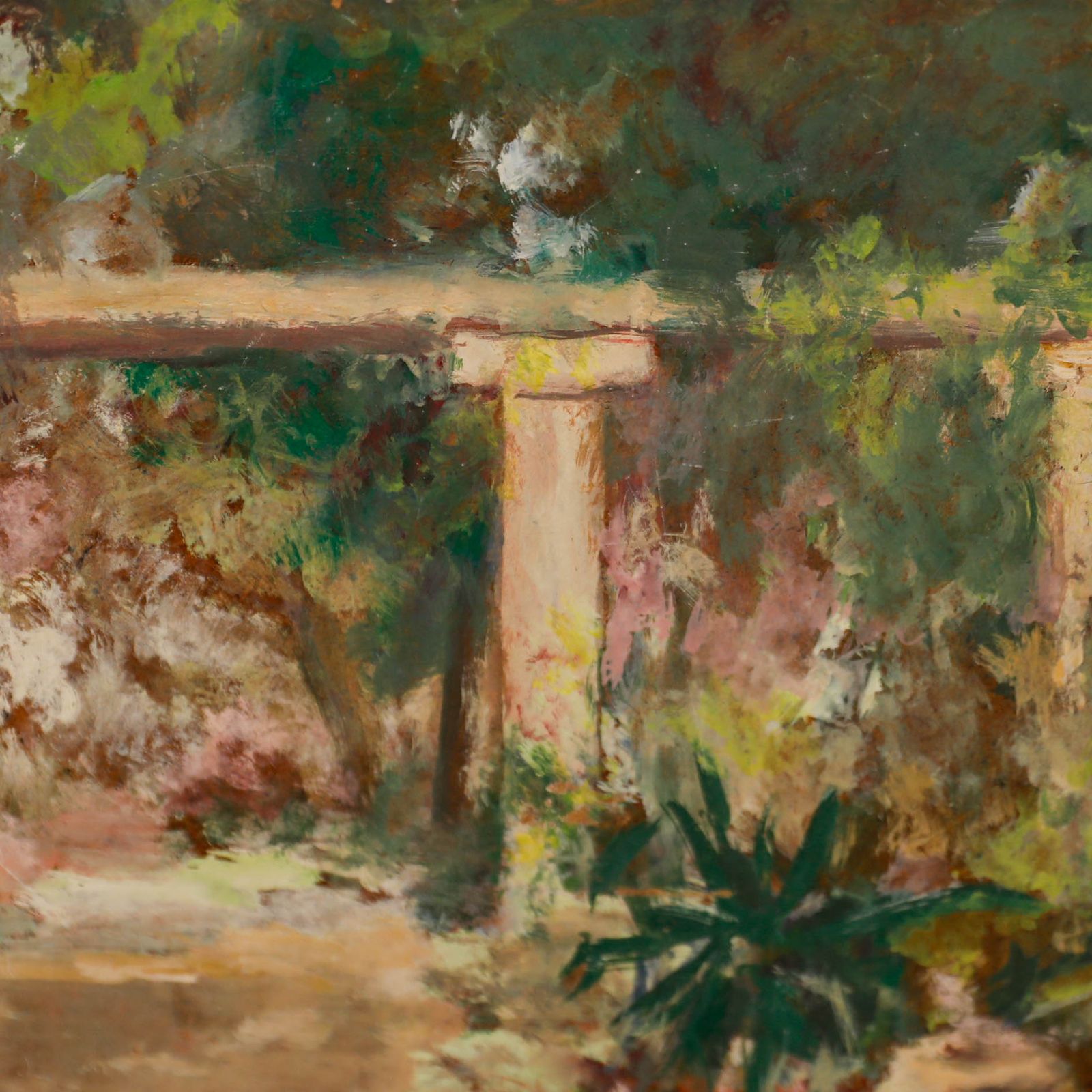 I. Boucher Mid 20th Century Oil, Dans Le Jardin photo Art