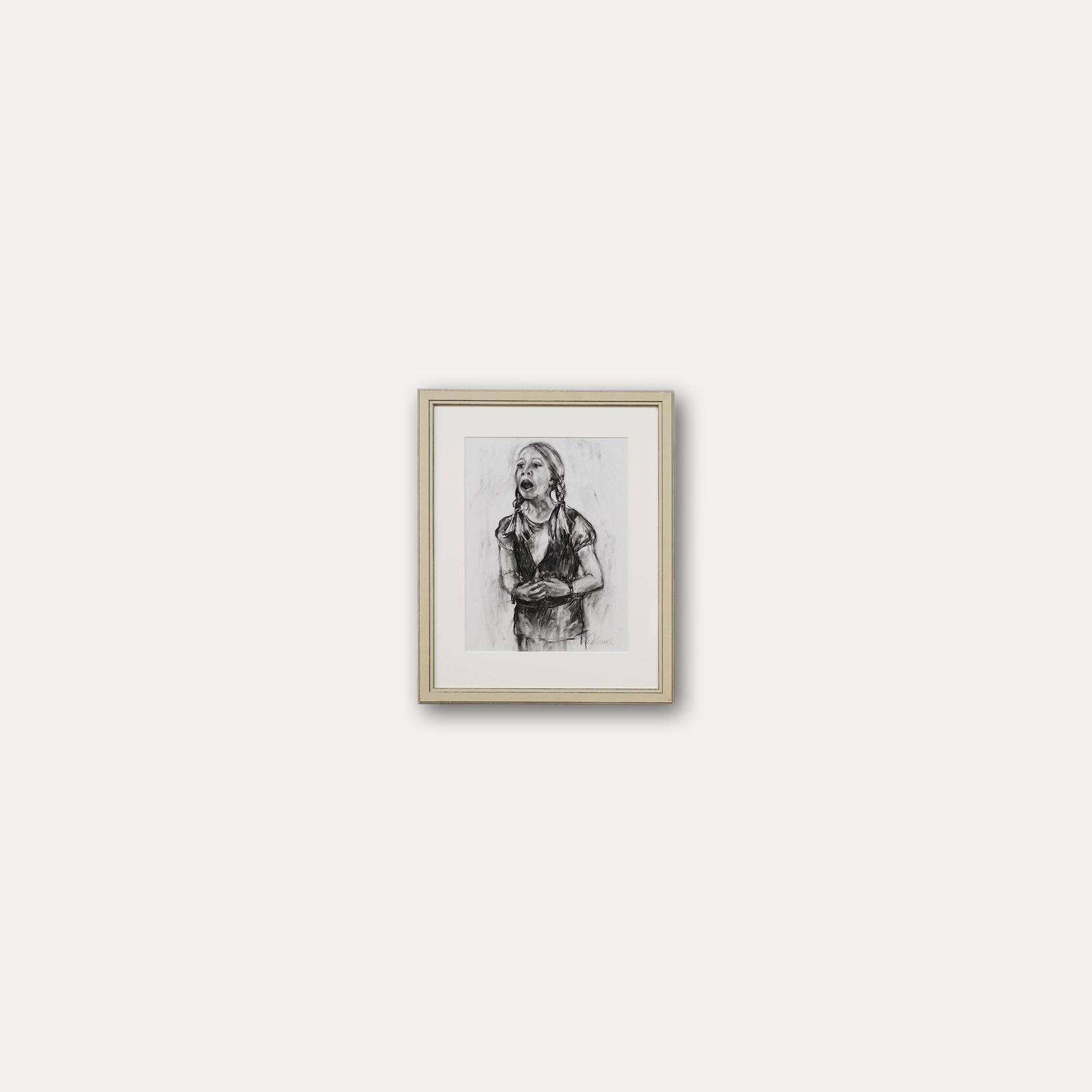 Glo Williams (B.1940) 20th Century Charcoal Drawing, Singing Girl photo buy