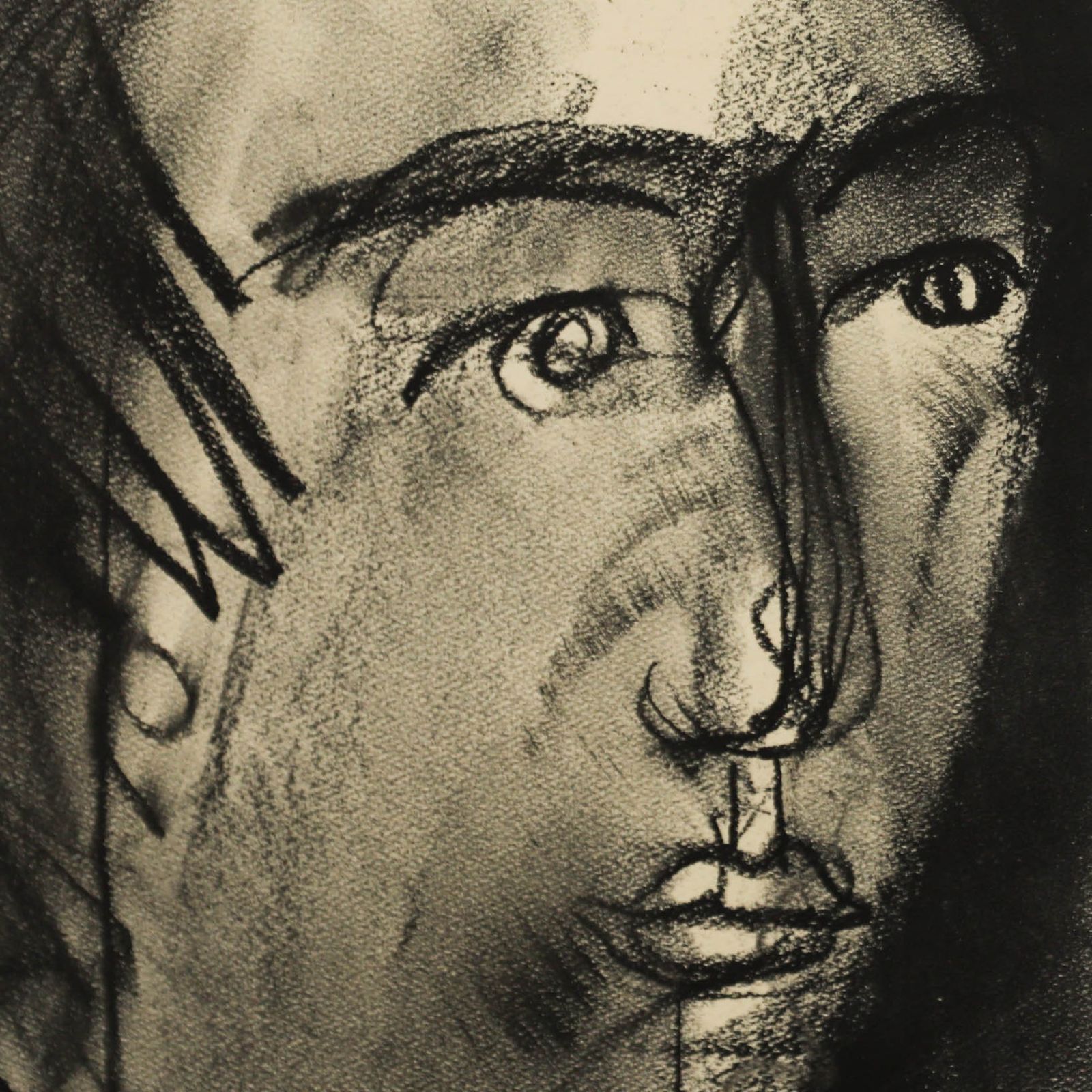Anton Goossens (1903 1980)  1963 Charcoal Drawing, Wide Eyed Stare photo for sale