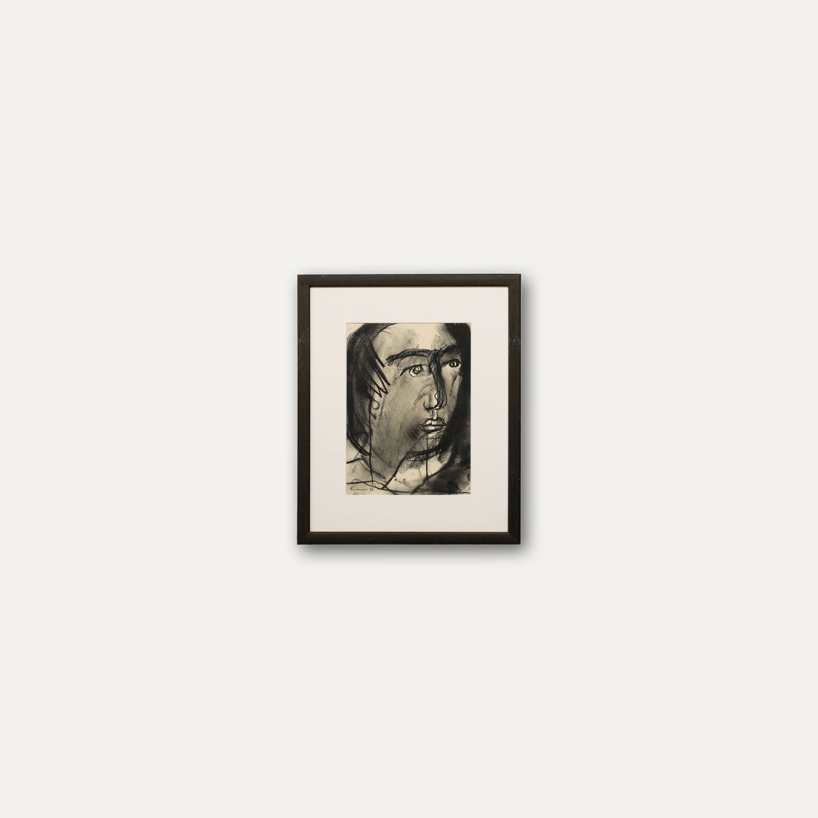 Anton Goossens (1903 1980)  1963 Charcoal Drawing, Wide Eyed Stare photo vinterior