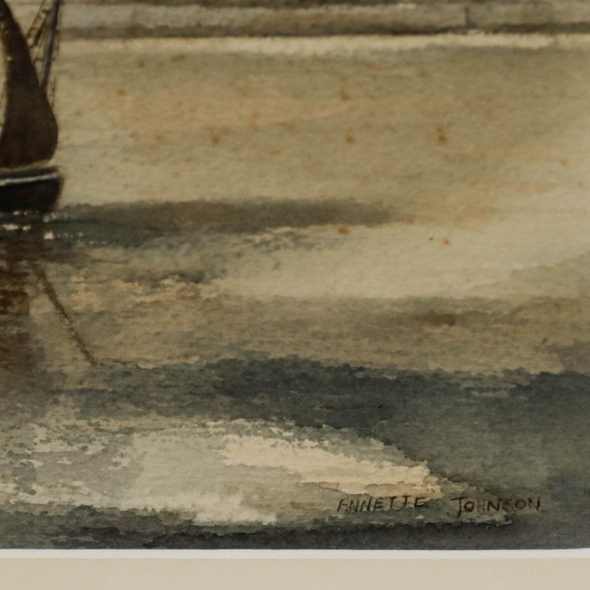 Annette Johnson Framed Mid 20th Century Watercolour, Boat Near Docklands photo vinterior