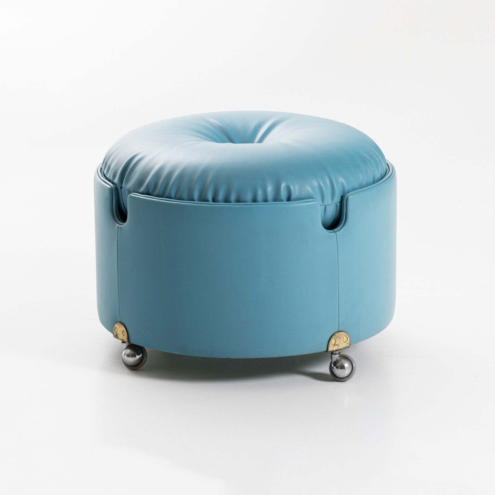 Blue Stool By Luigi Massoni For Poltrona Frau, Italy 1970s