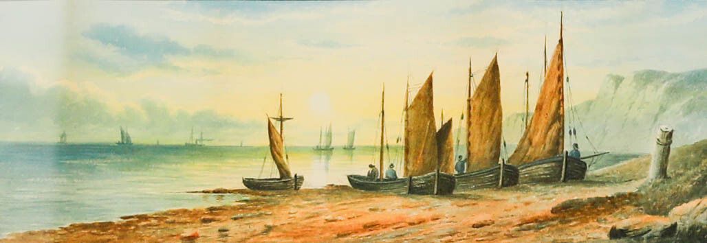 Late 19th Century Watercolour Beached Sailing Boats photo furniture