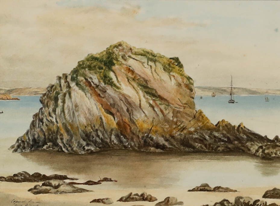 1835 Watercolour The Goscar Rock, Tenby photo furniture