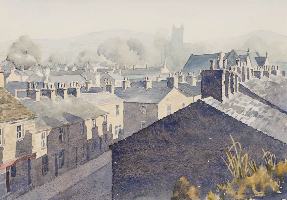 Paul B. Mountford Framed 20th Century Watercolour, Above Water Street photo furniture