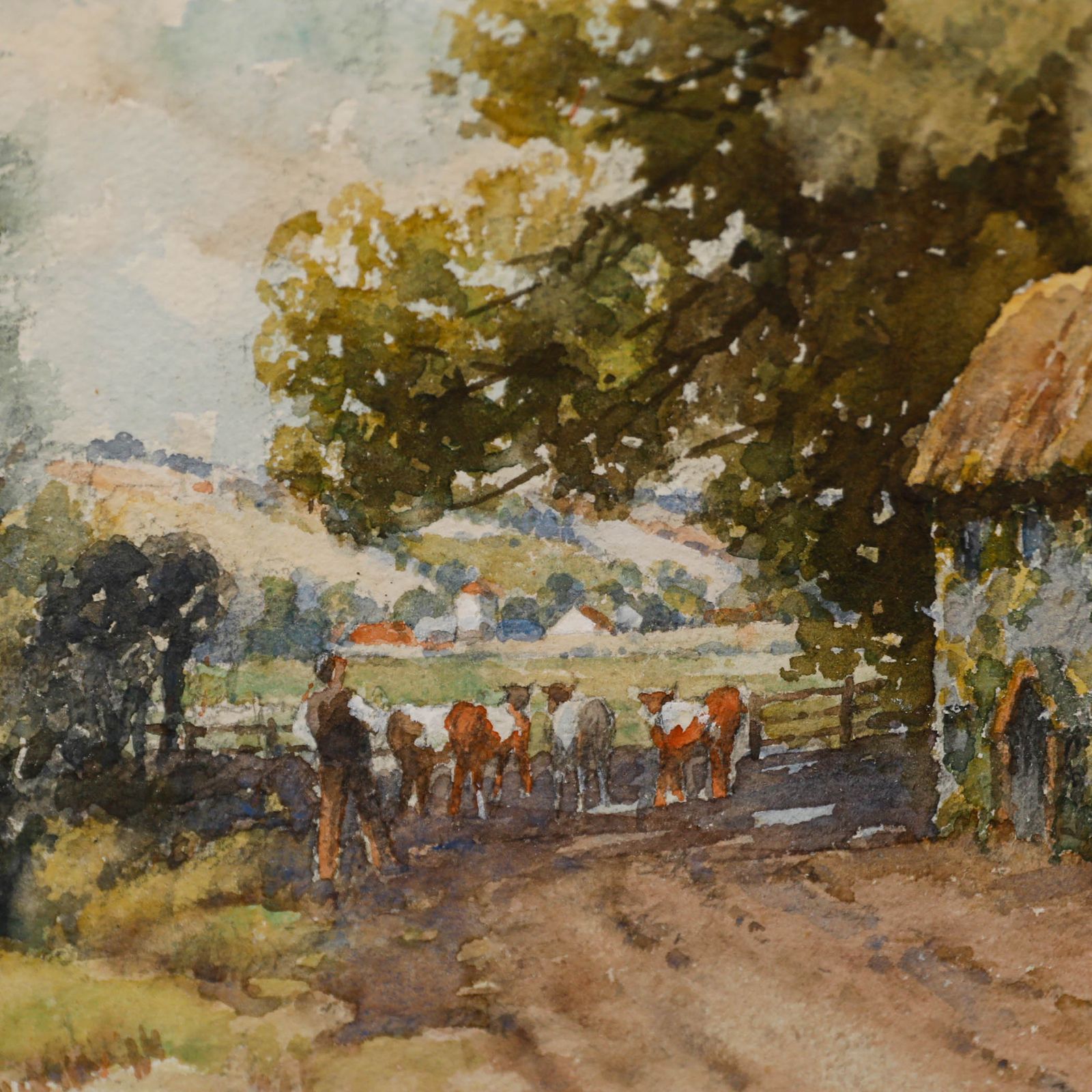 John E. Key Framed Mid 20th Century Watercolour, Heading Out To Pasture photo Art