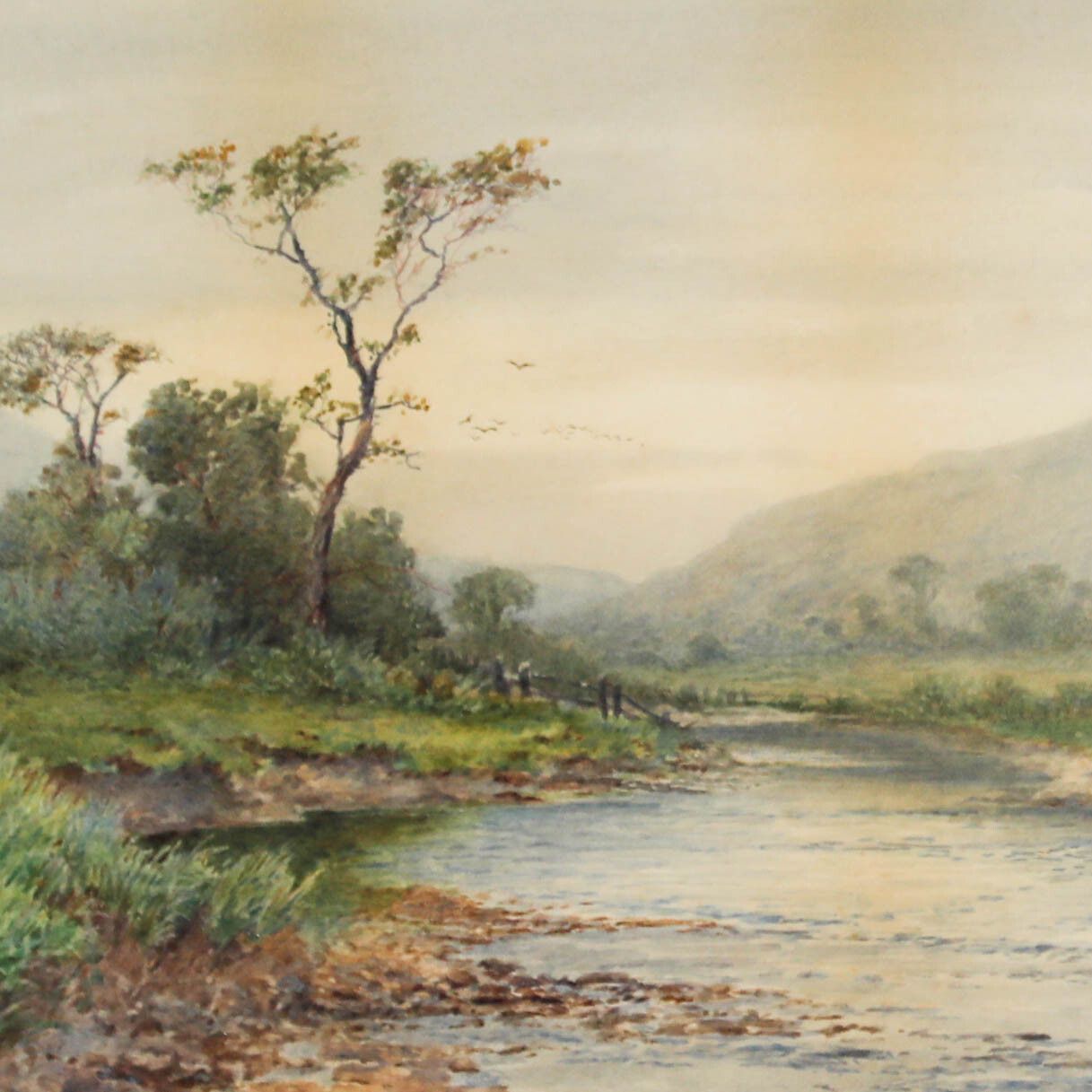 George Barker (1858 1911) Framed Watercolour, Valley Landscape photo Art