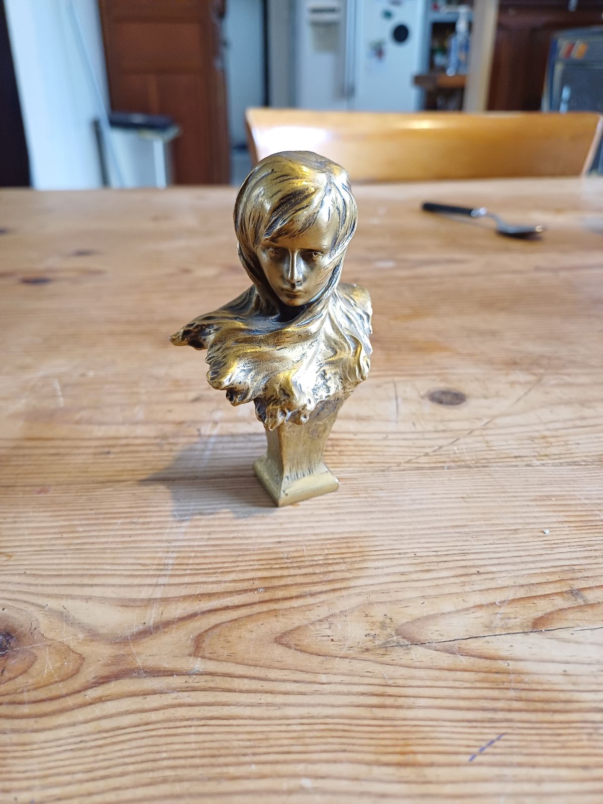 photo furniture Jules Aimé Grosjean 1872 1906 Gilt Bronze 19th Bust Of Young Woman