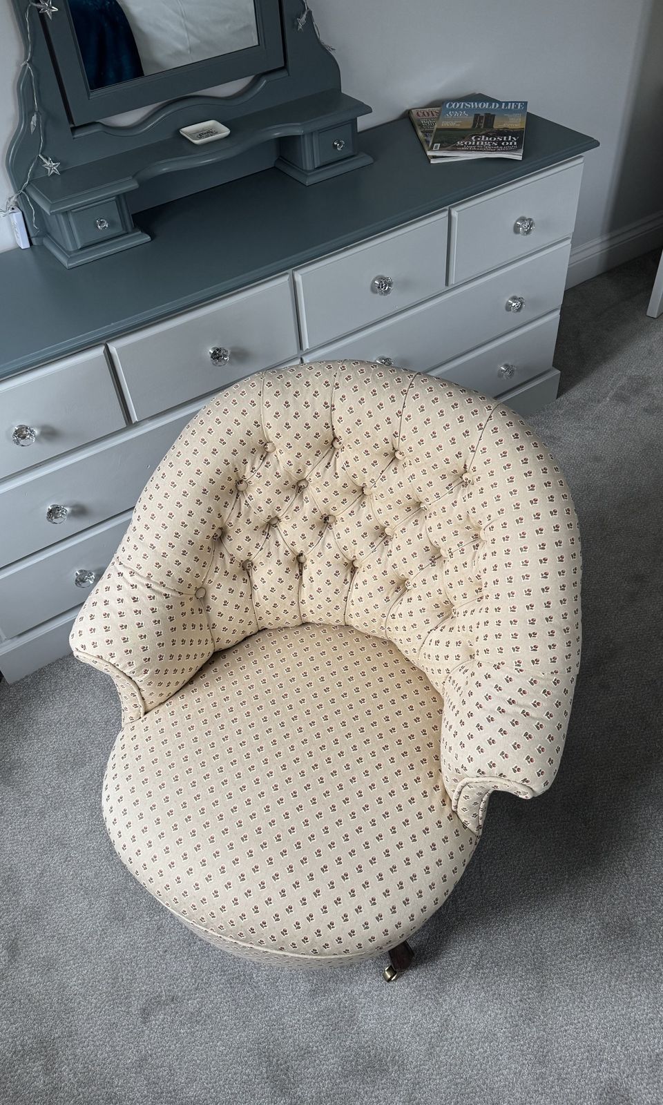 Victorian Bedroom Chair   Reupholstered photo for sale