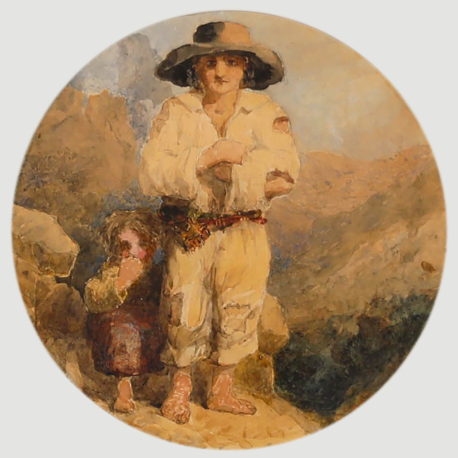 George Snell (1820 1893) 19th Century Watercolour, The Farmer & Son photo furniture