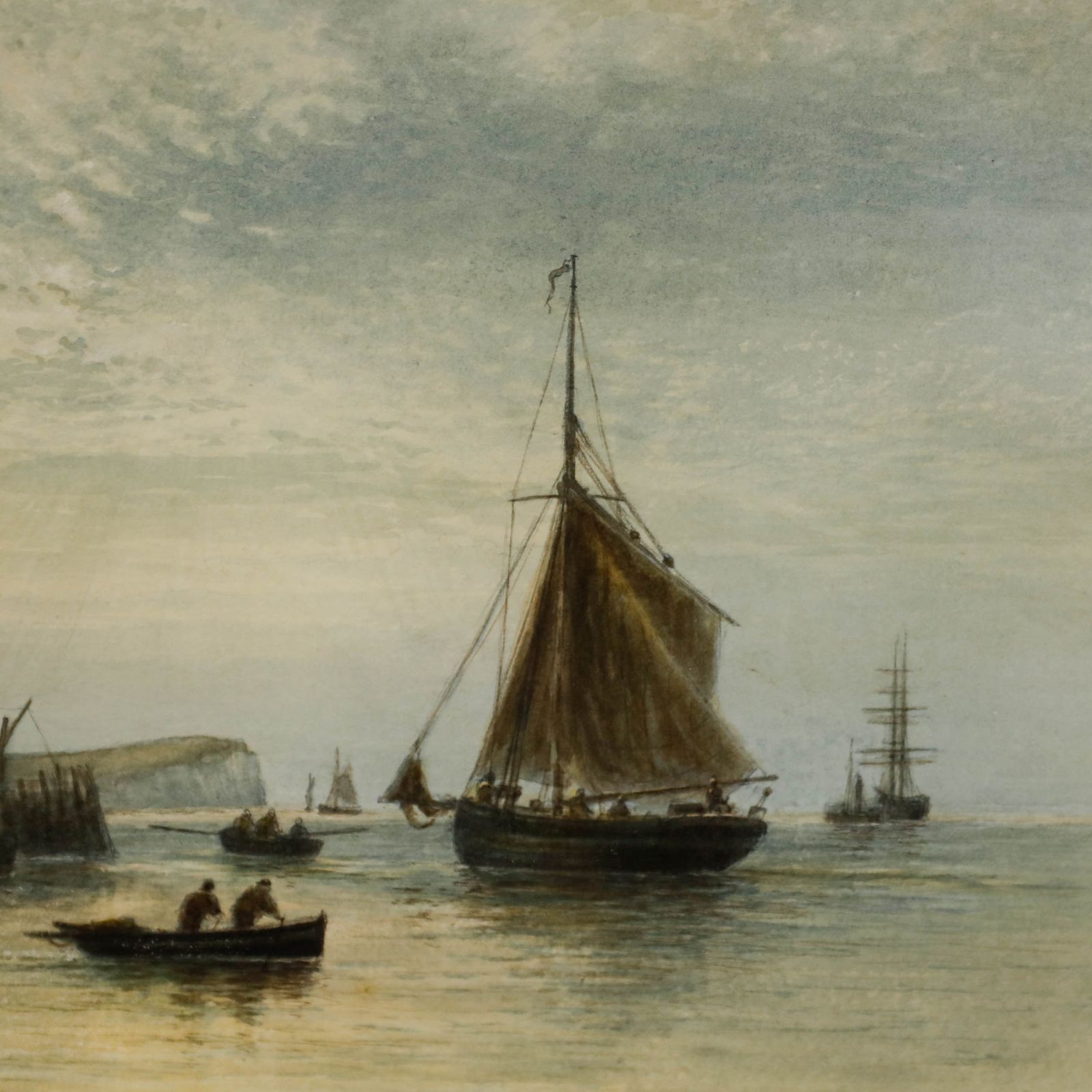Fredrick Miller (Fl.1880 1892) Framed Watercolour, Boats Arriving At Newhaven photo 281.0