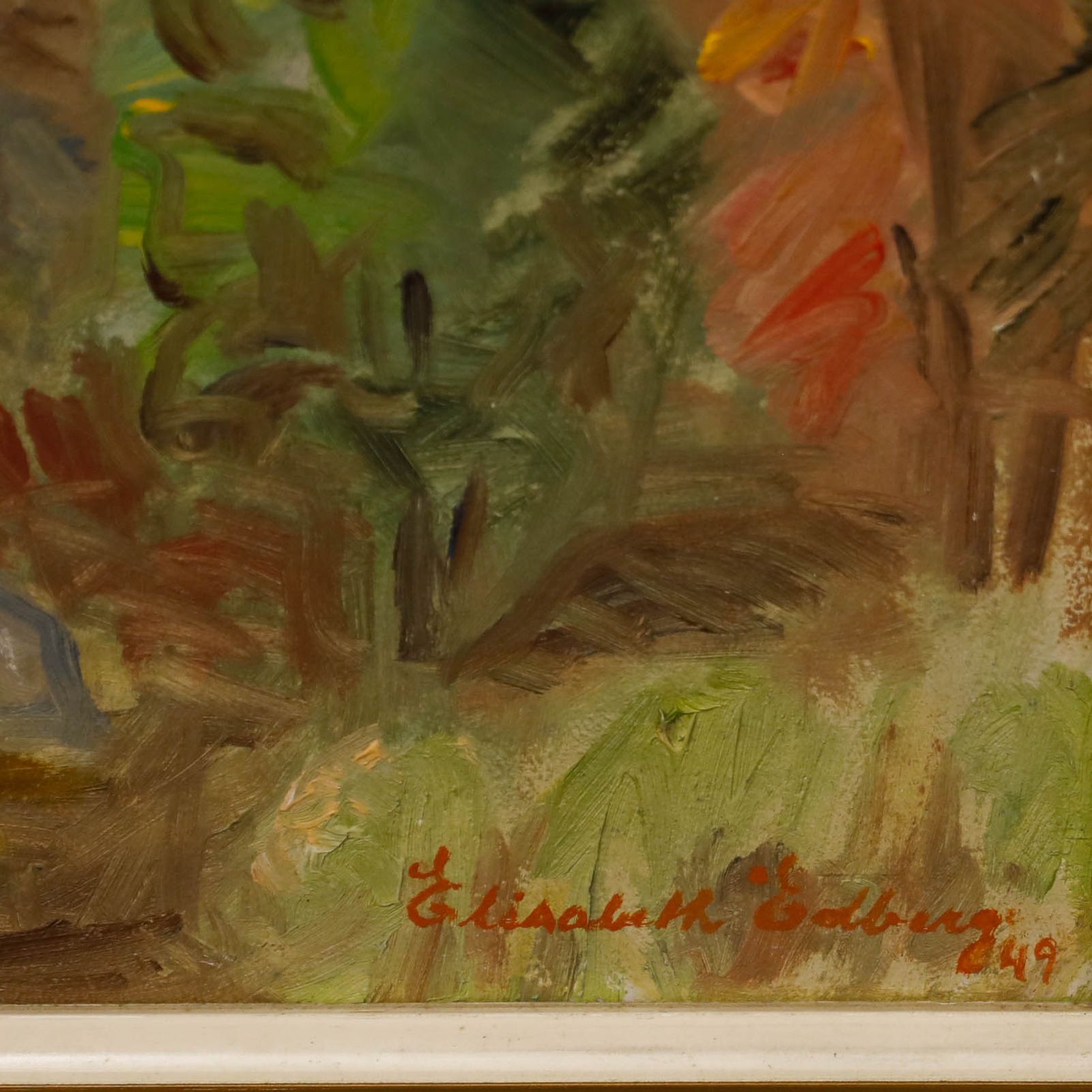 Elisabeth Edberg Scandinavian Mid 20th Century Oil, A Woodland Stream photo vinterior