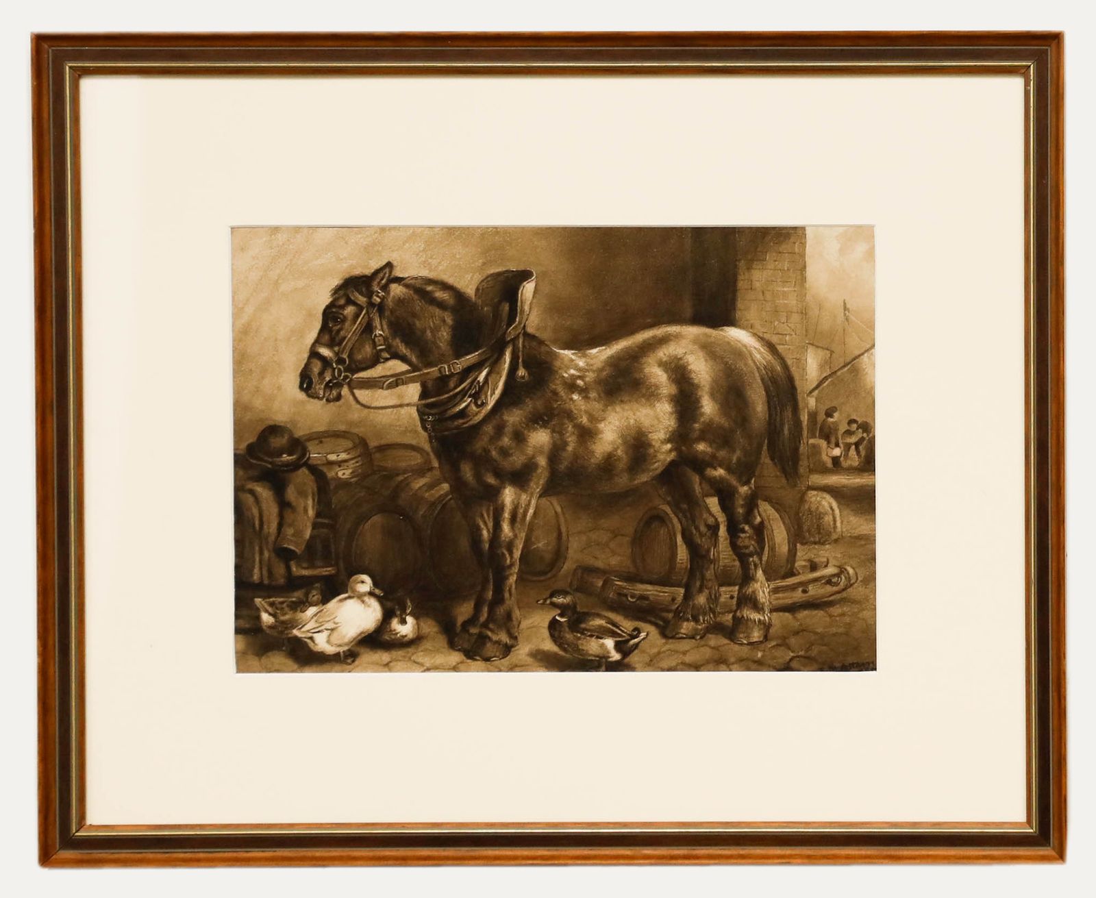 Edith Mary Cottam (1864 1942) Framed Watercolour, Working Horse At The Yard