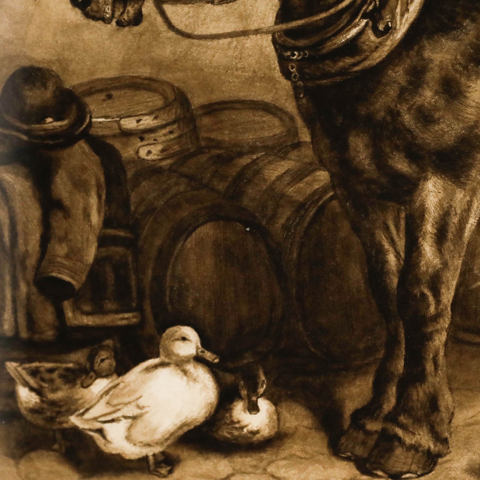Edith Mary Cottam (1864 1942) Framed Watercolour, Working Horse At The Yard photo Art