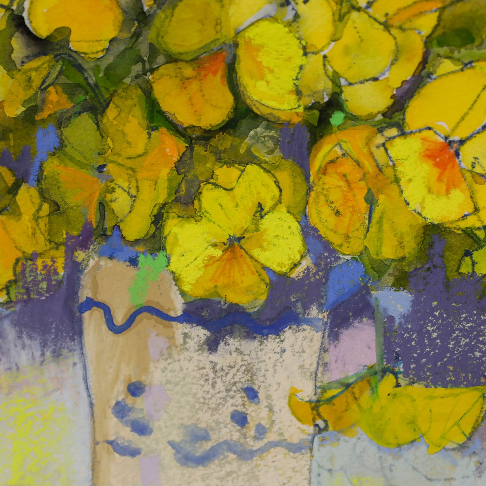 Nola Armstrong 20th Century Mixed Media, Pansies In The Garden photo Art
