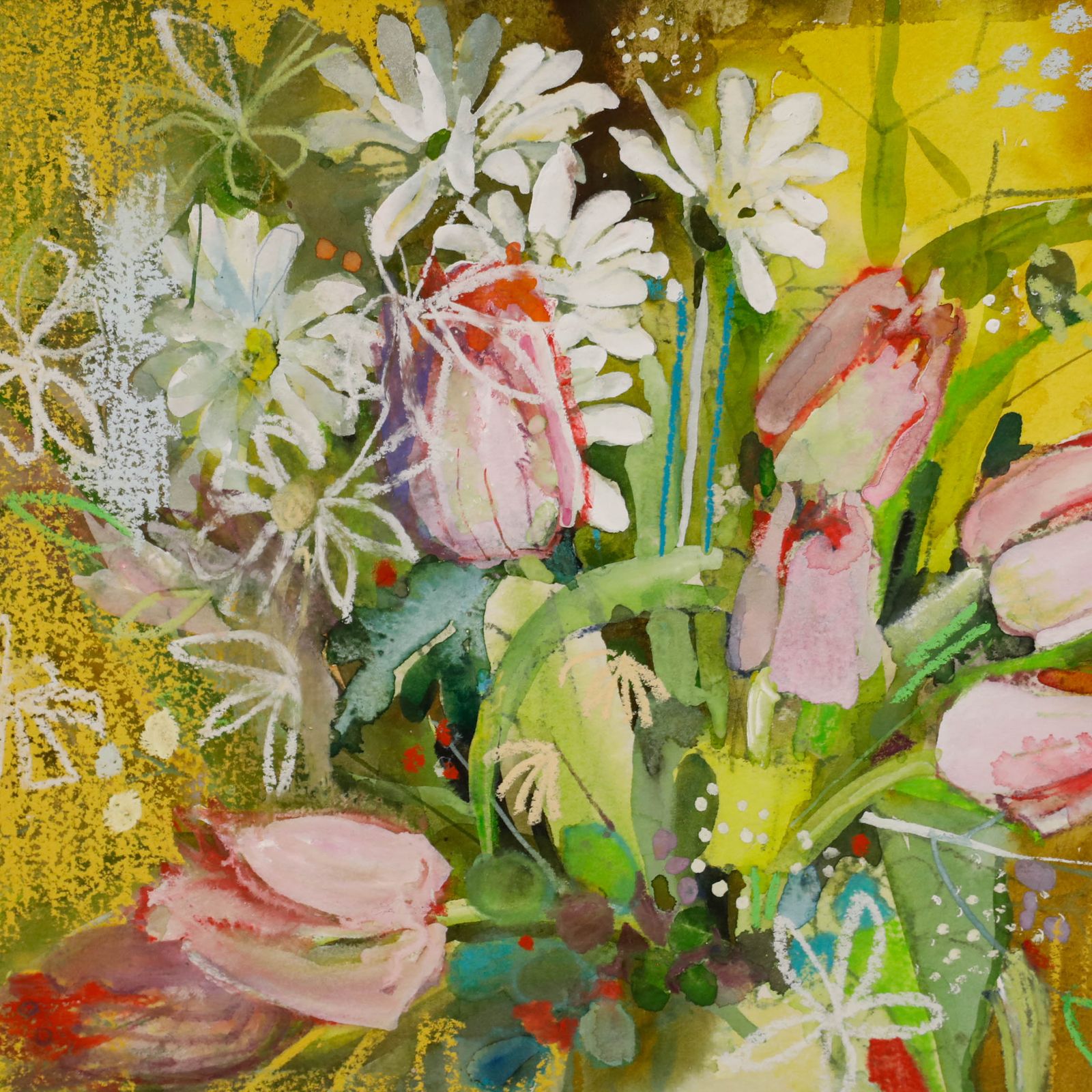 Nola Armstrong 20th Century Mixed Media, The Pink Tulips photo Art