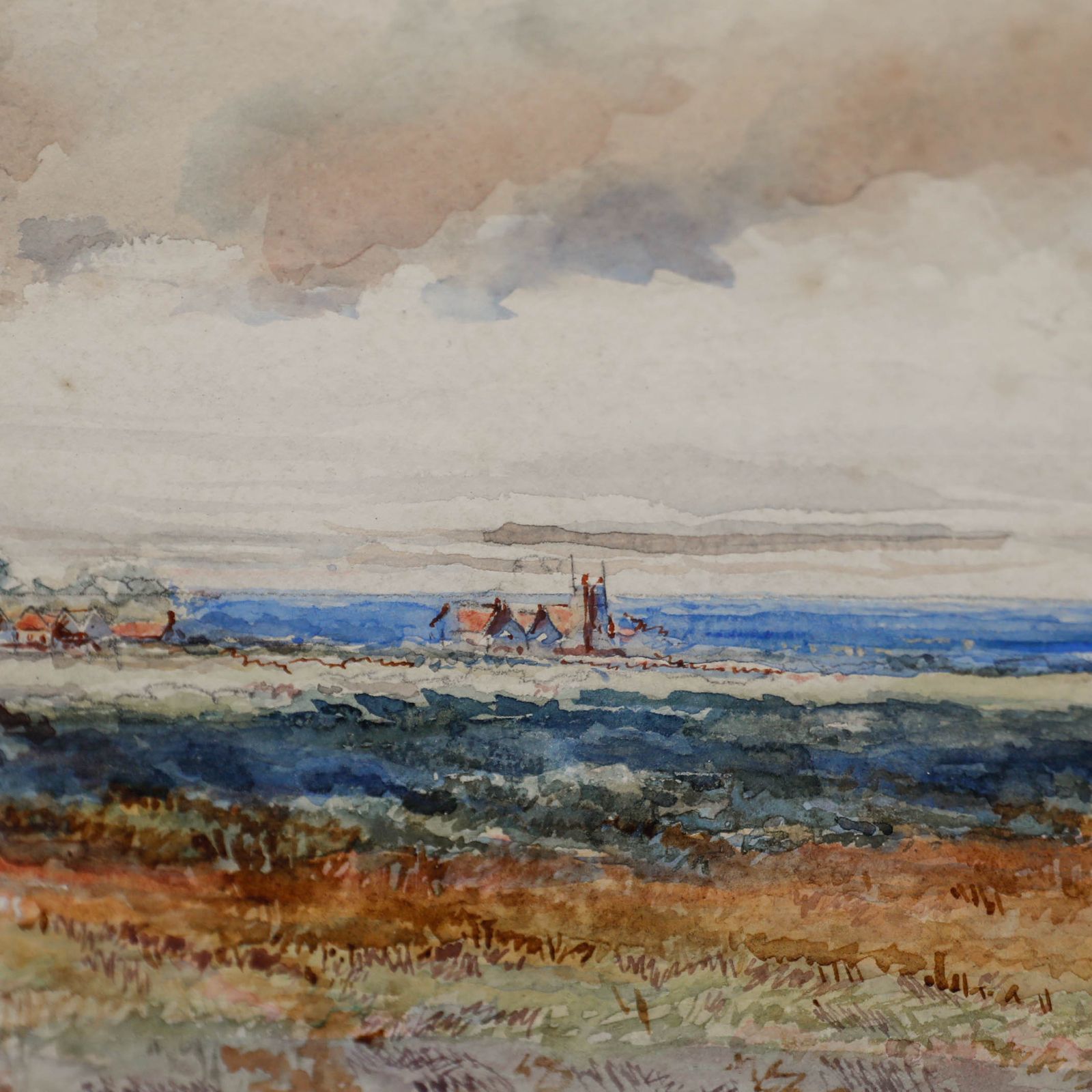 W. Campbell After Keeley Halswelle 1902 Watercolour, The Distant Village photo Art