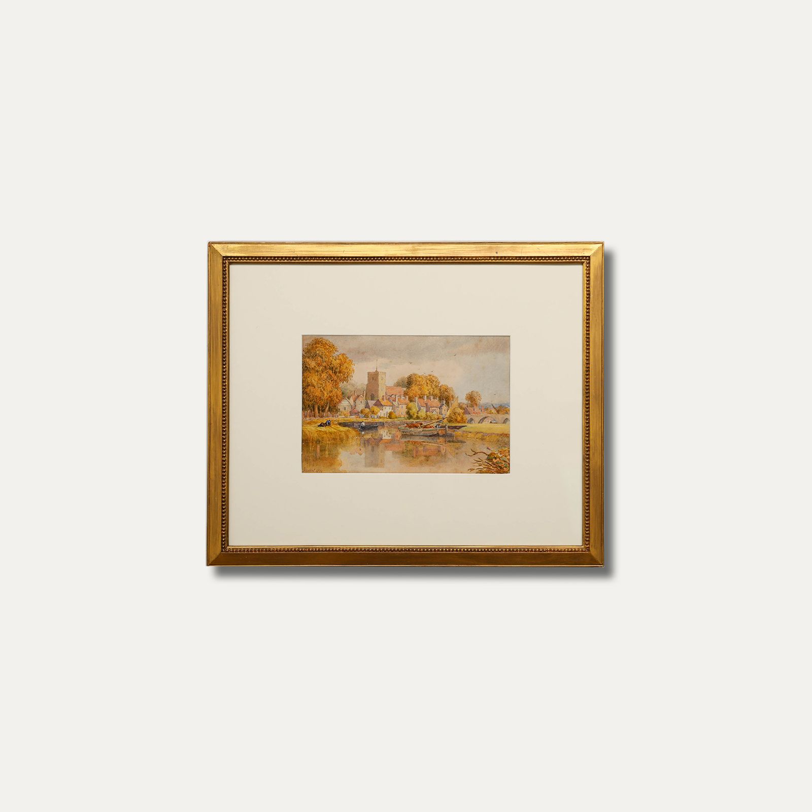 Samuel Standice Boden (1826 1896) 1872 Watercolour, Fishing From The Bank photo vintage