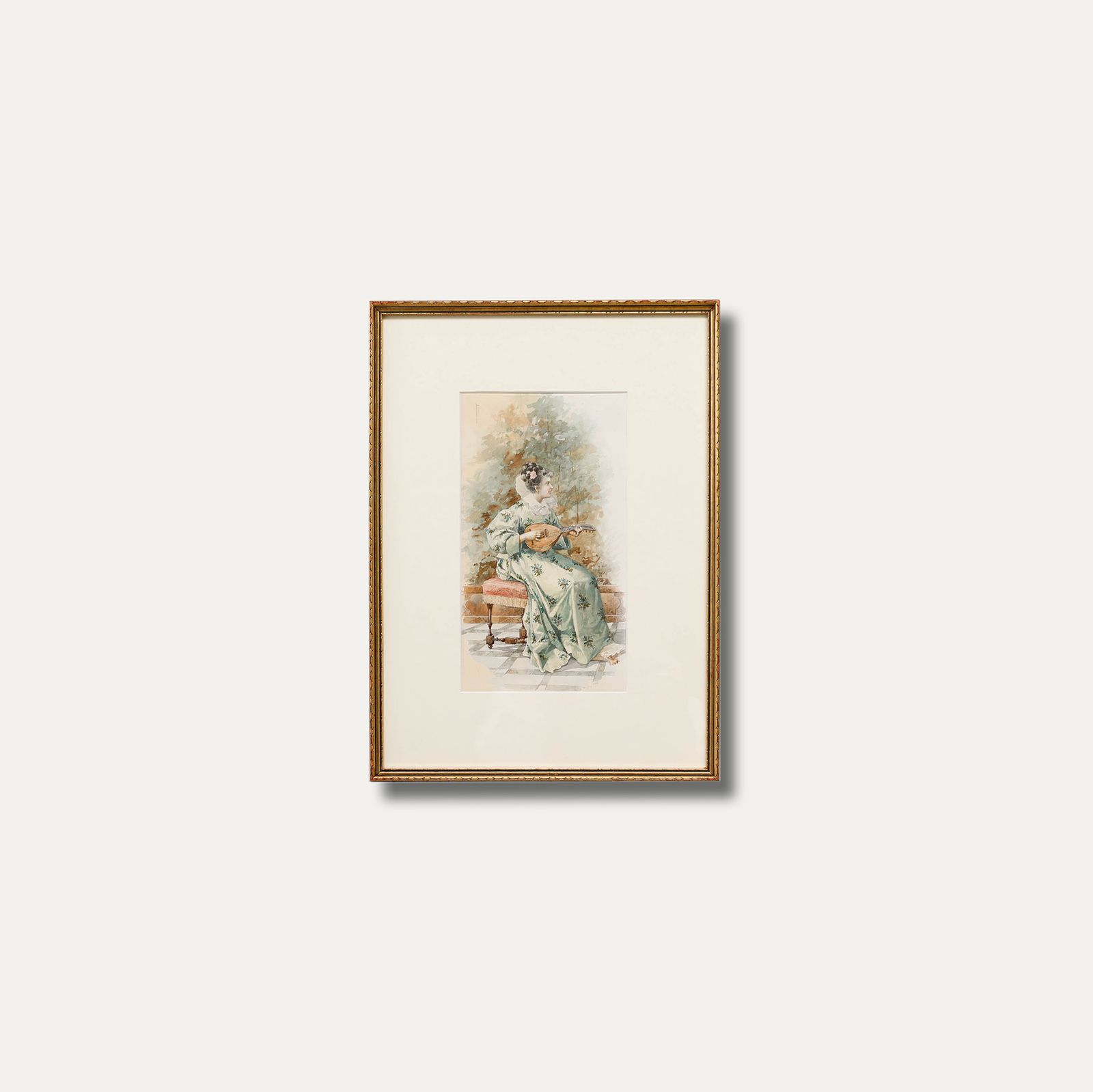 Manner Of Aurelio Roberti (1842 1915) Watercolour, Woman With A Lute photo buy