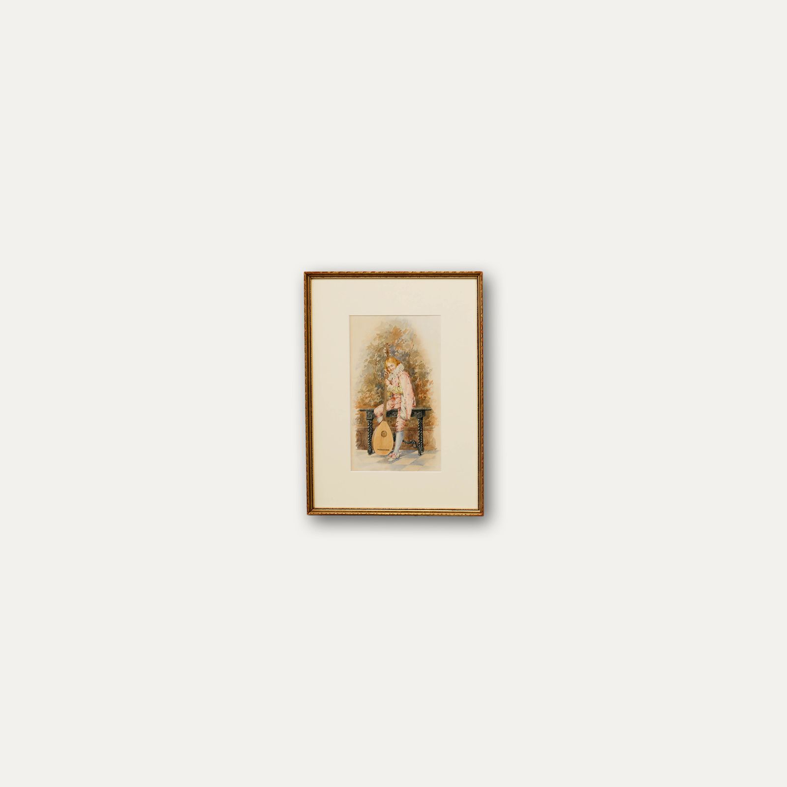 Manner Of Aurelio Roberti (1842 1915) Framed Watercolour, The Mandolin Player photo vinterior