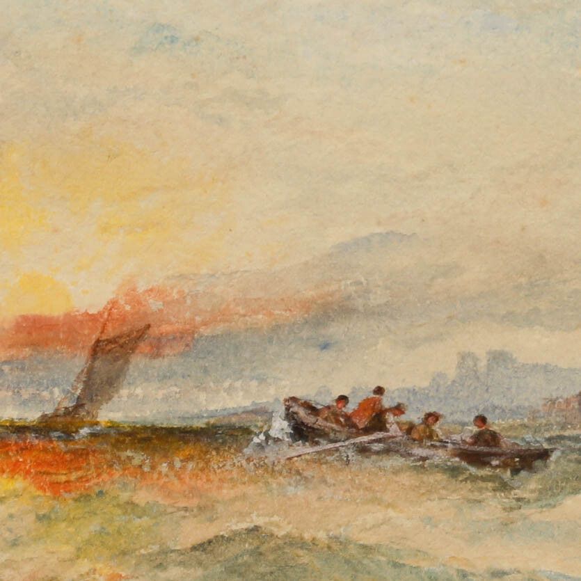 Frederick Tucker (1860 1935) Watercolour, Rowing Into The Sunset photo Art