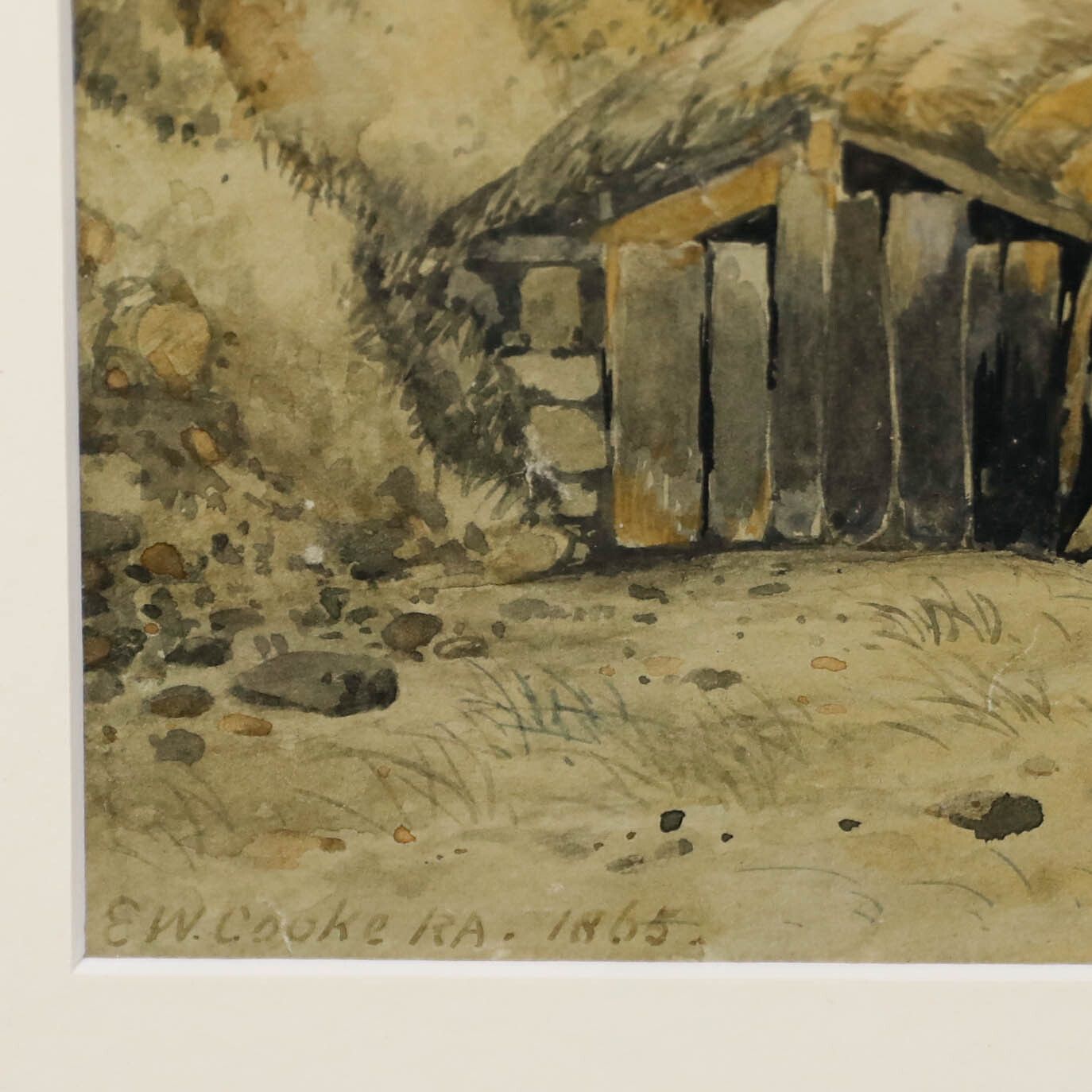 Edward William Cooke Ra (1811 1880) Framed Watercolour, On The Cornish Coast photo vinterior