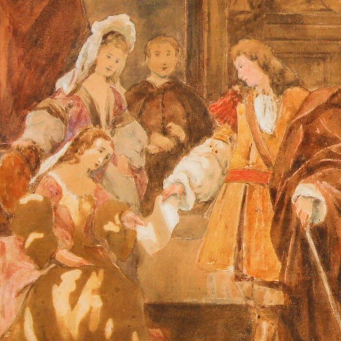 18th Century Watercolour Court Scene photo Art