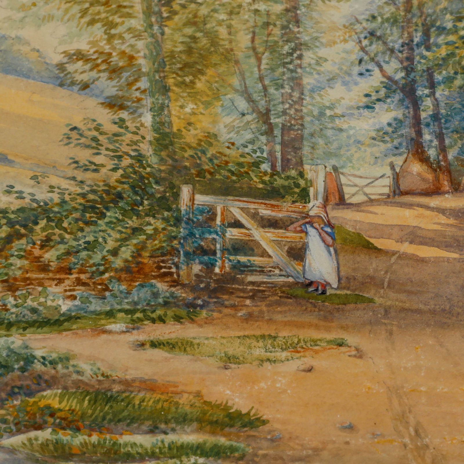 Framed Late 19th Century Watercolour Gathered By The Duck Pond photo Art