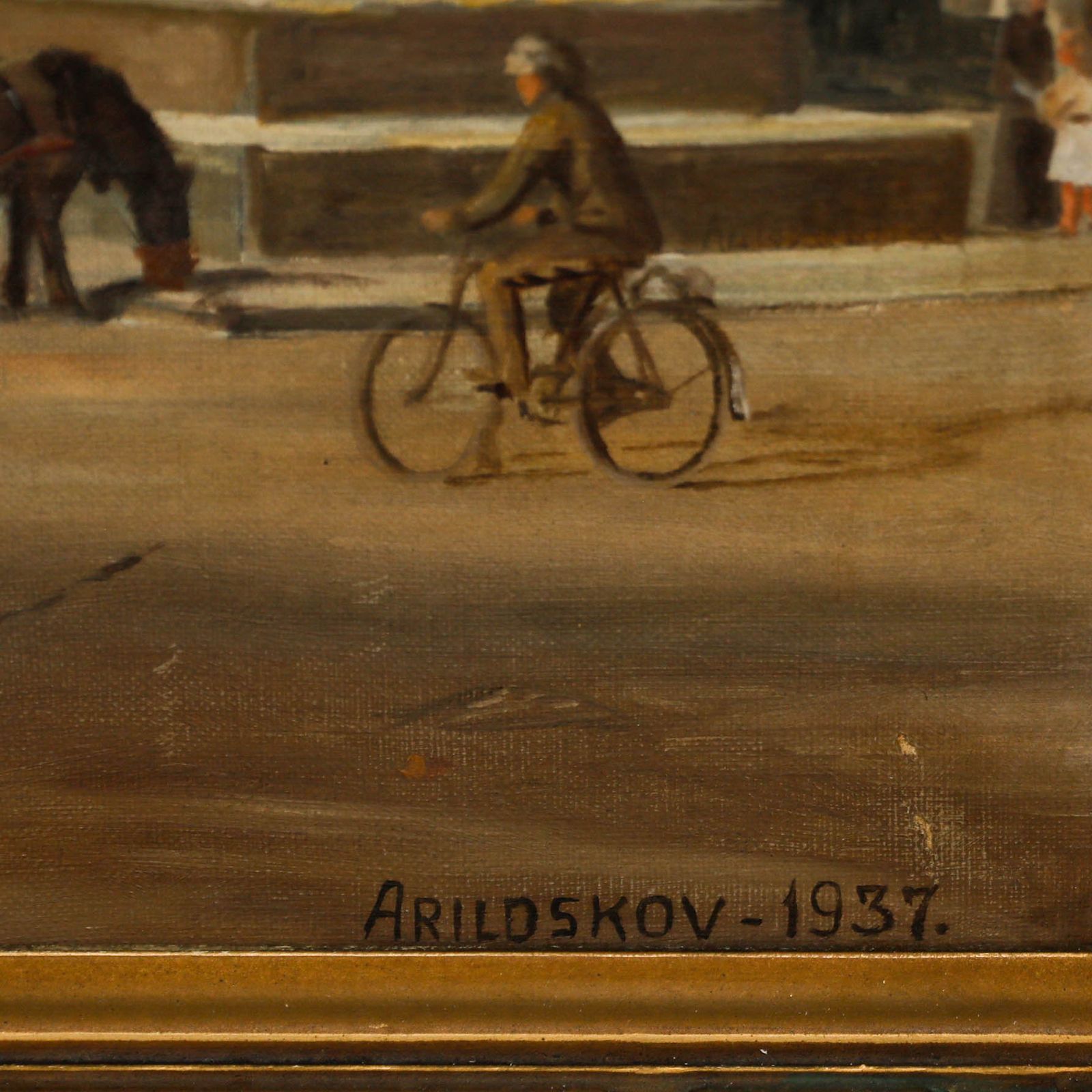 Martin Sofus Arildskov Framed Mid 20th Century Oil, Højbro Plads photo vinterior