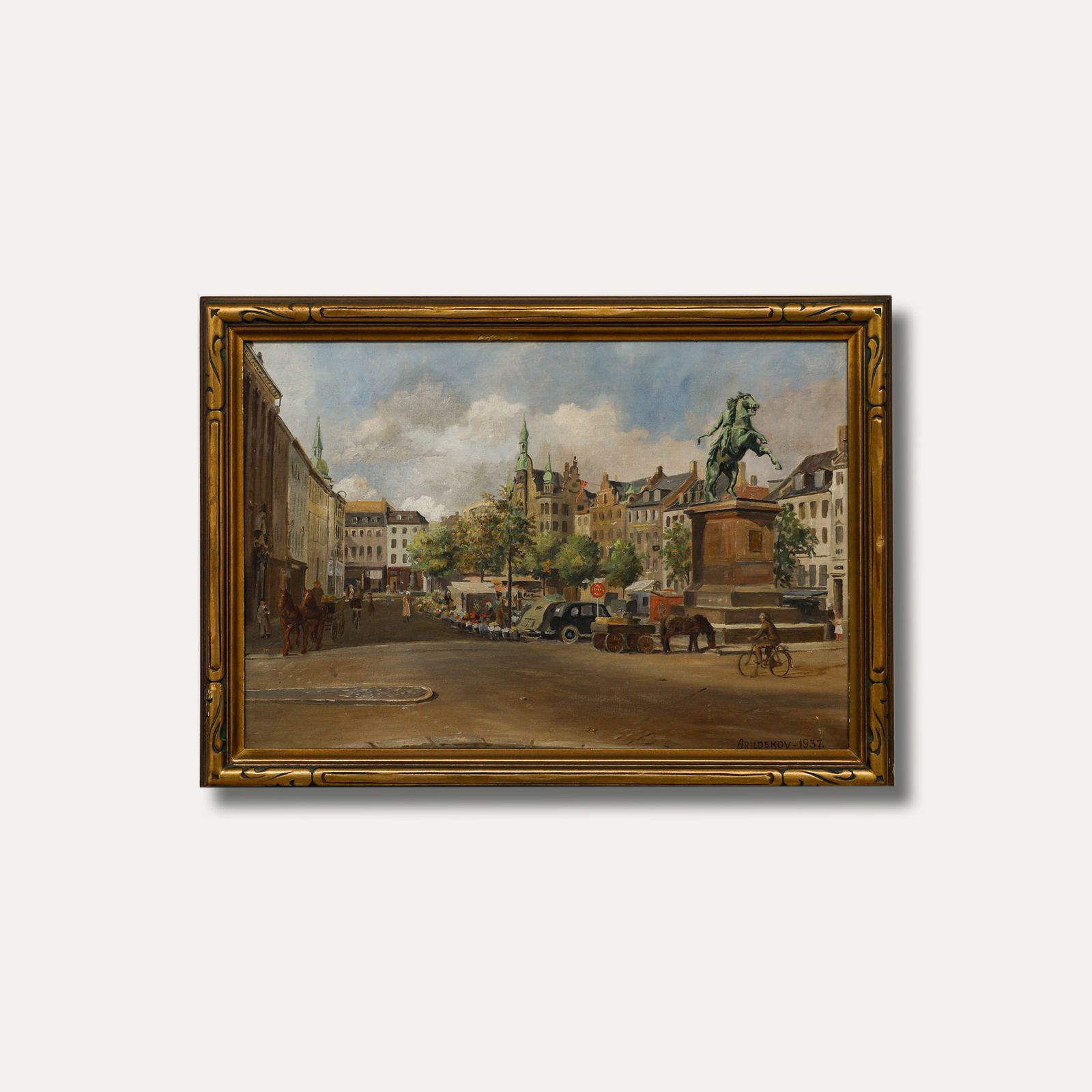 Martin Sofus Arildskov Framed Mid 20th Century Oil, Højbro Plads photo buy