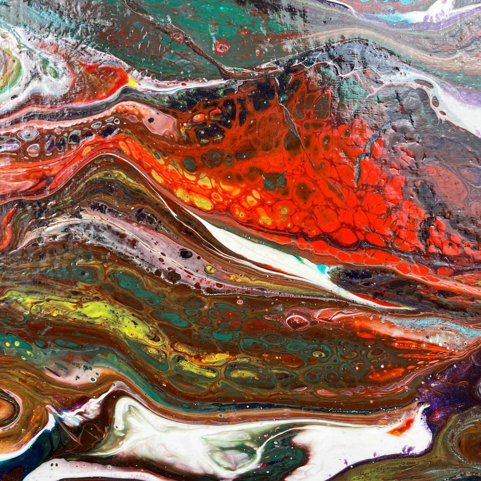 Vintage Marbled Painting Picture Original Artwork Canvas Marble Pattern Wood Frame Painted Art Rectangle 50.5x20.5cm Wall Hanging Marbling photo vinterior