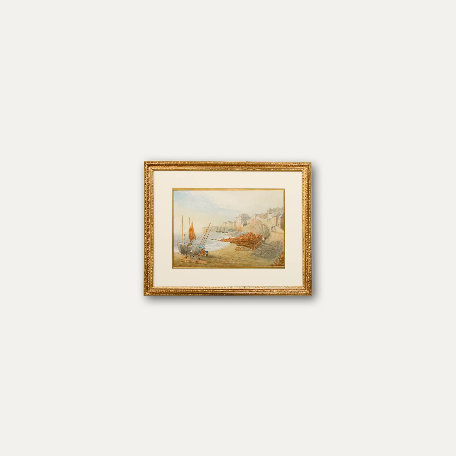 M. A. Carter Framed Late 19th Century Watercolour, Preparing Boats At Newlyn photo buy