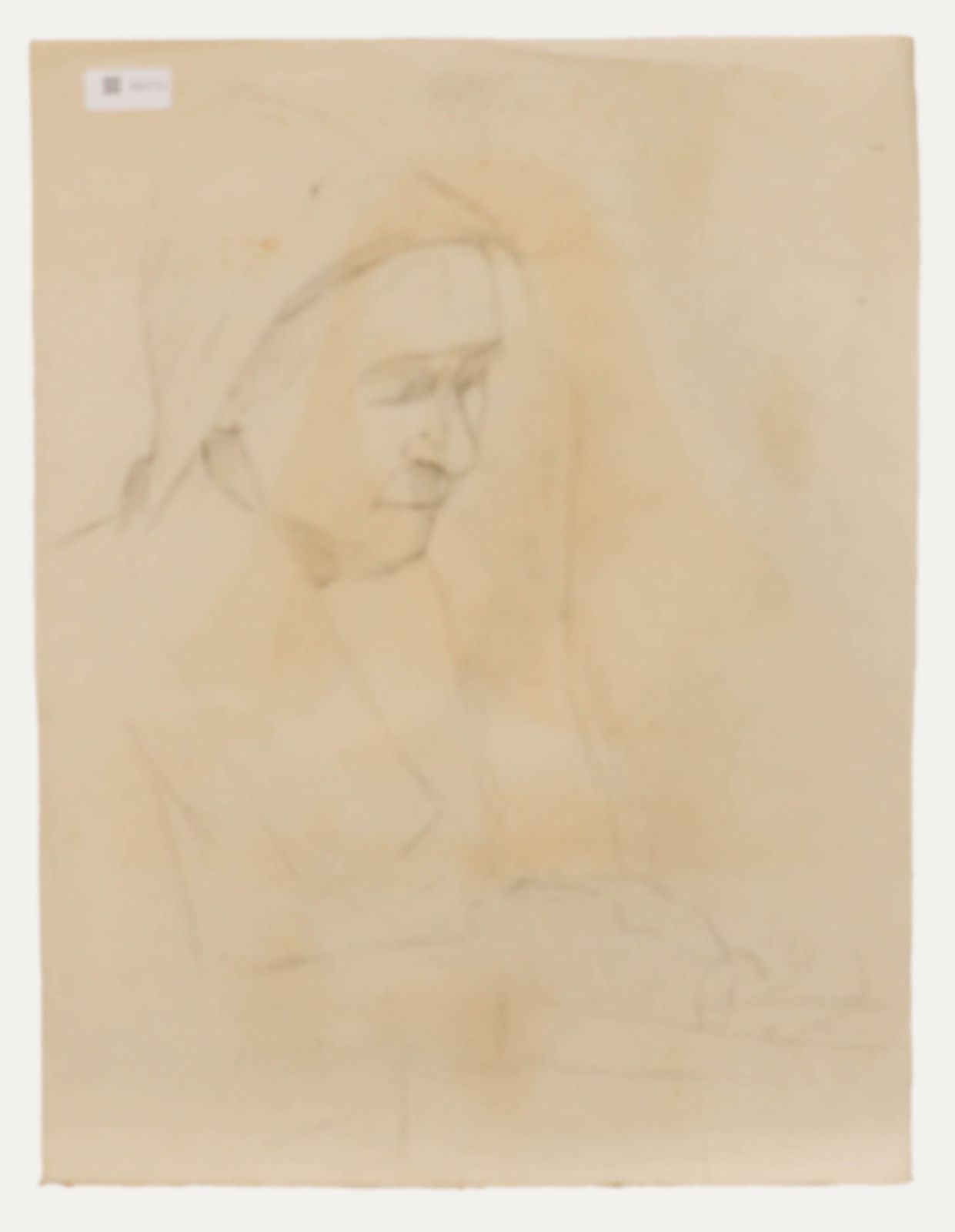 G. Querville Early 20th Century Graphite Drawing, Nun At Prayer photo for sale