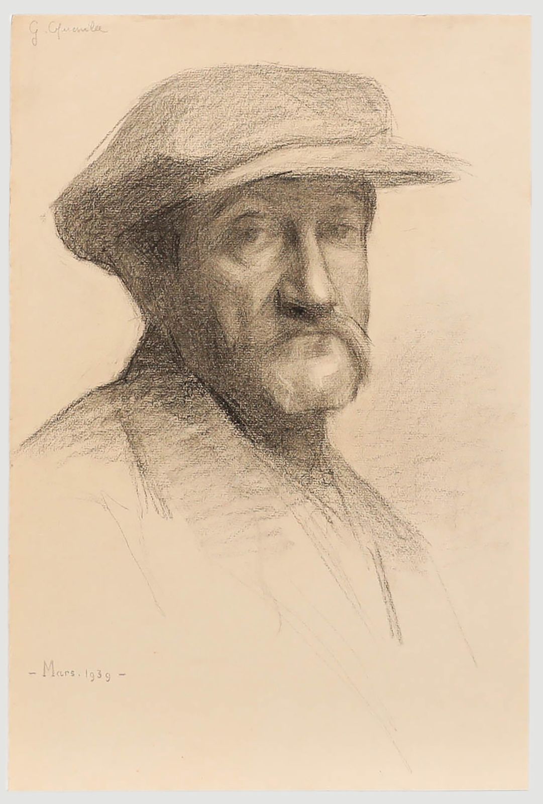 G. Querville 1939 Graphite Drawing, The Frenchman