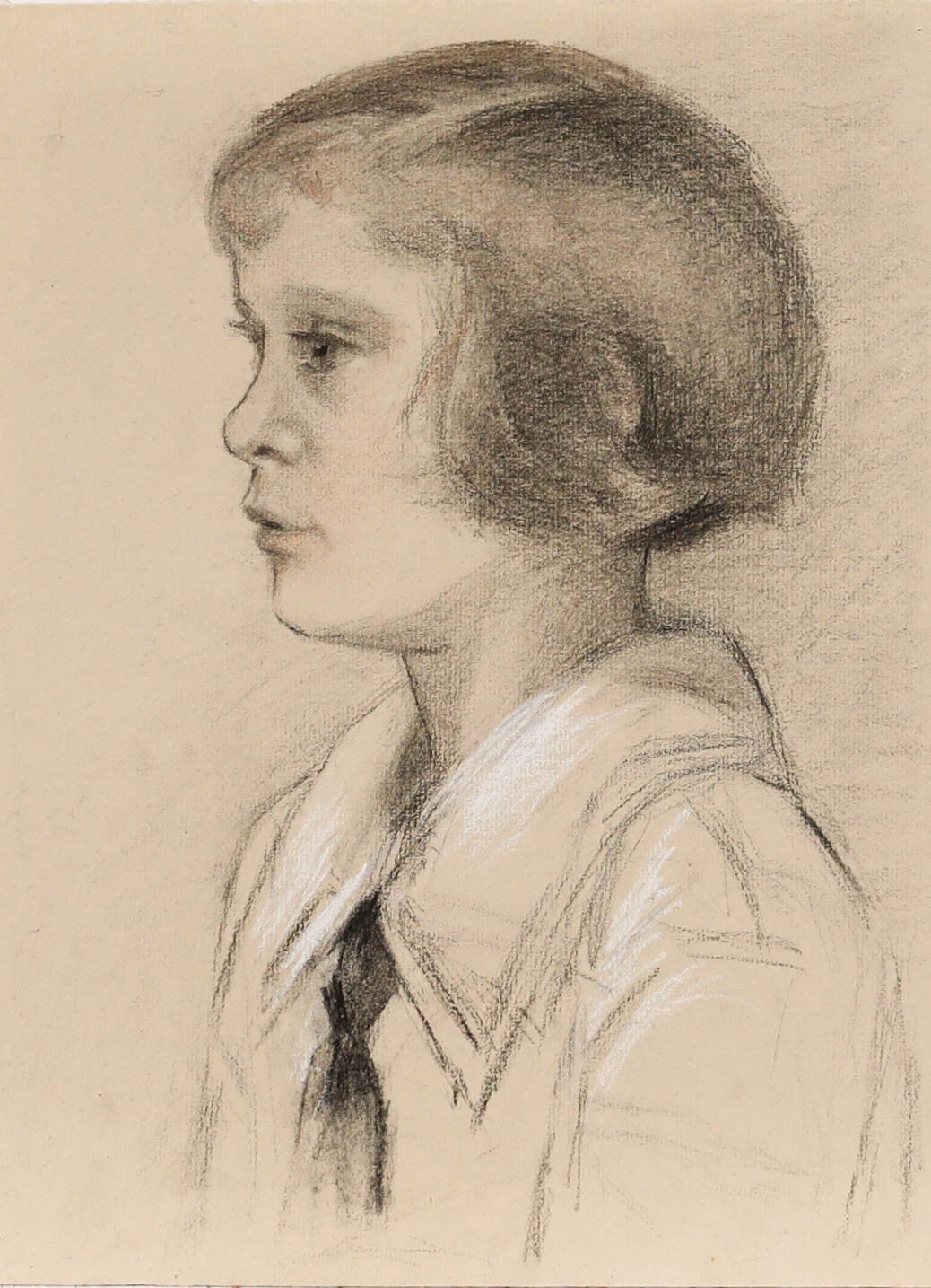 G. Querville Early 20th Century Graphite Drawing, Study Of A Girl photo furniture