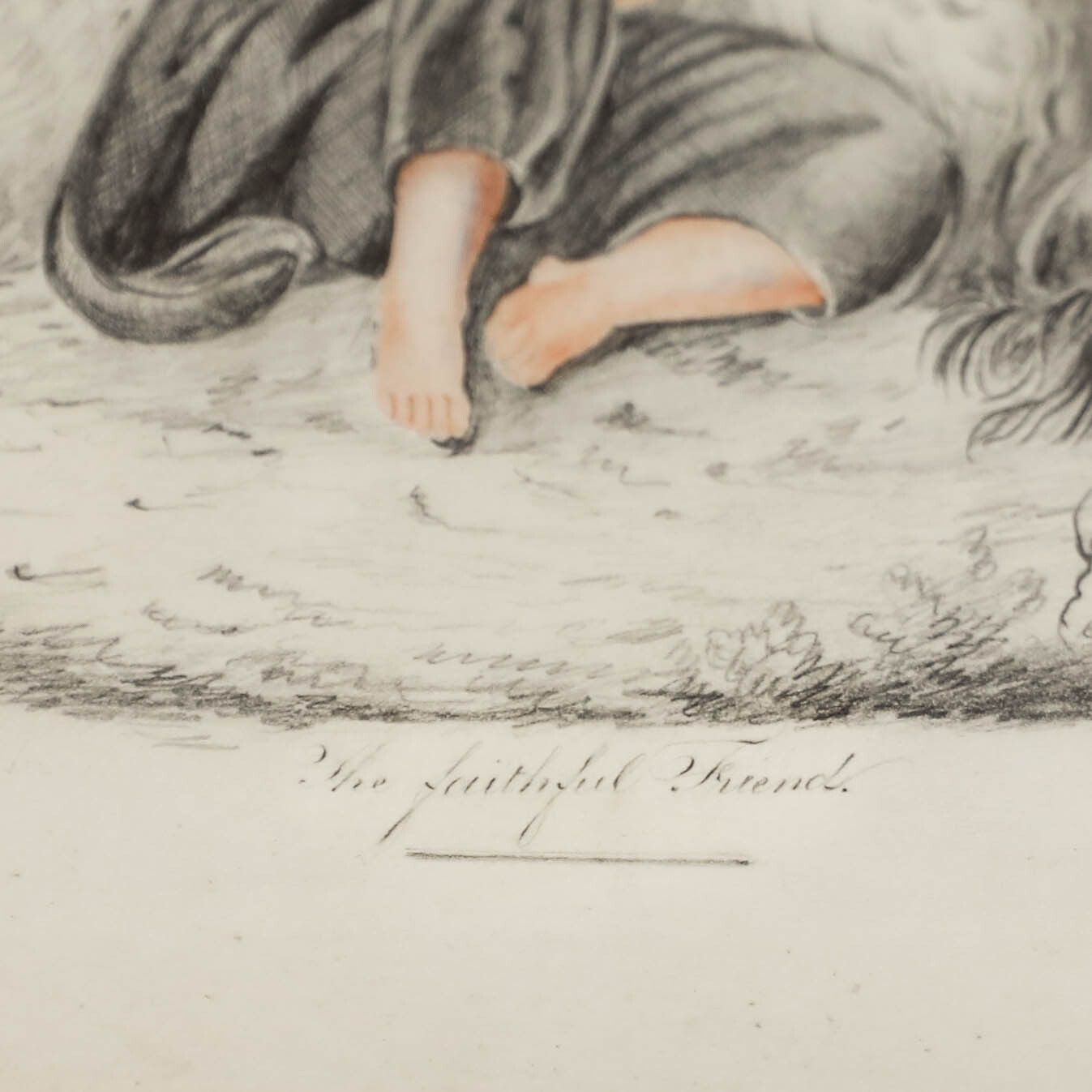 Early 20th Century Graphite Drawing The Faithful Friend photo Art