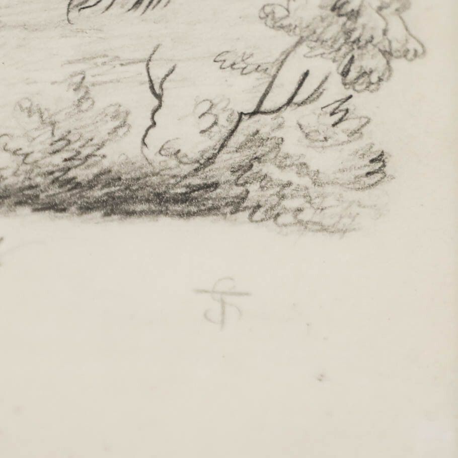 Early 20th Century Graphite Drawing The Faithful Friend photo vinterior
