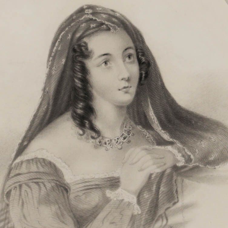 H.O. Collins 1835 Graphite Drawing, Italian Beauty photo Art