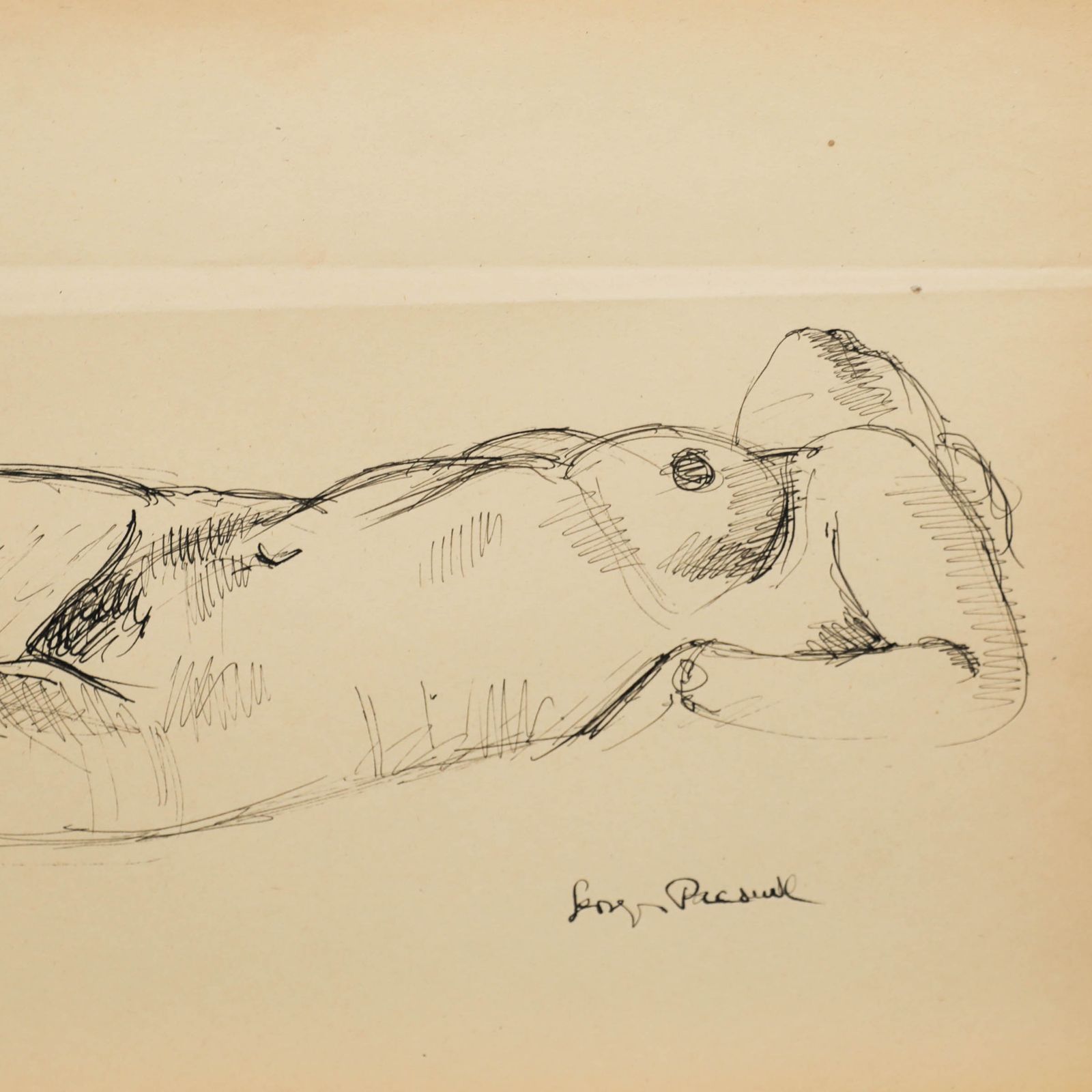 Georges Pacouil (1903 1996) Mid 20th Century India Ink, Reclining Nude IV photo Art