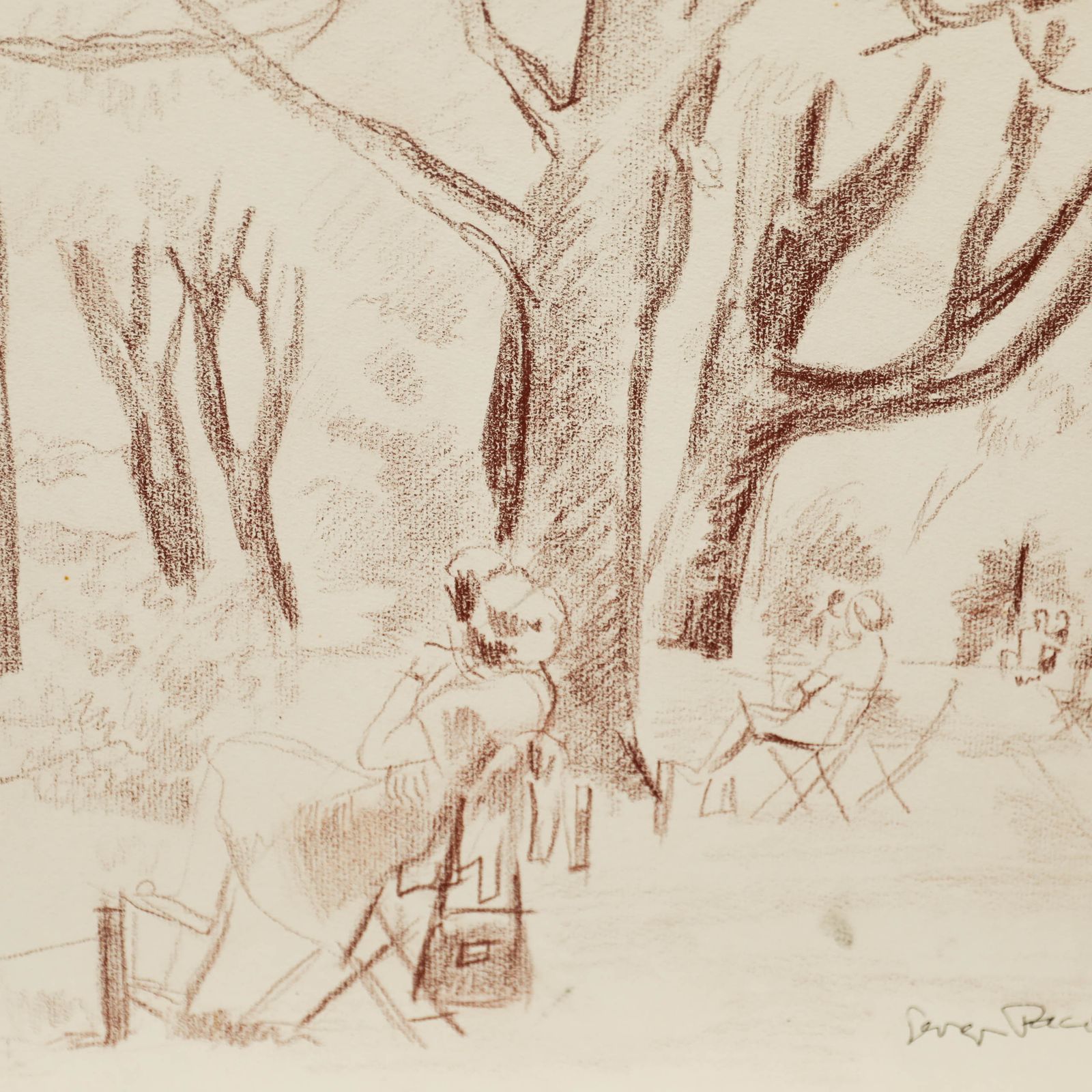 Georges Pacouil (1903 1996) Mid 20th Century Pastel, Summer In The Park photo Art