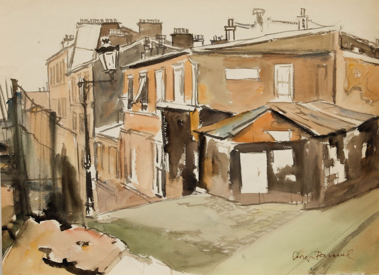 Georges Pacouil (1903 1996) Mid 20th Century Watercolour, Suburban Paris
