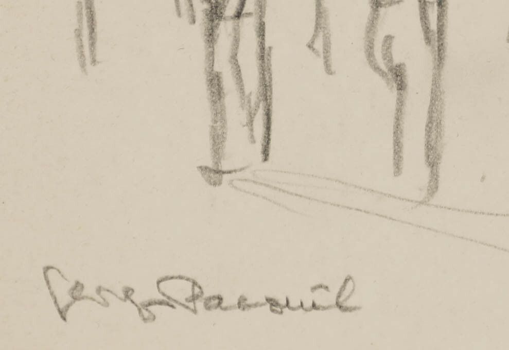 Georges Pacouil (1903 1996) Mid 20th Century Graphite Drawing, Kermesse photo 65.0