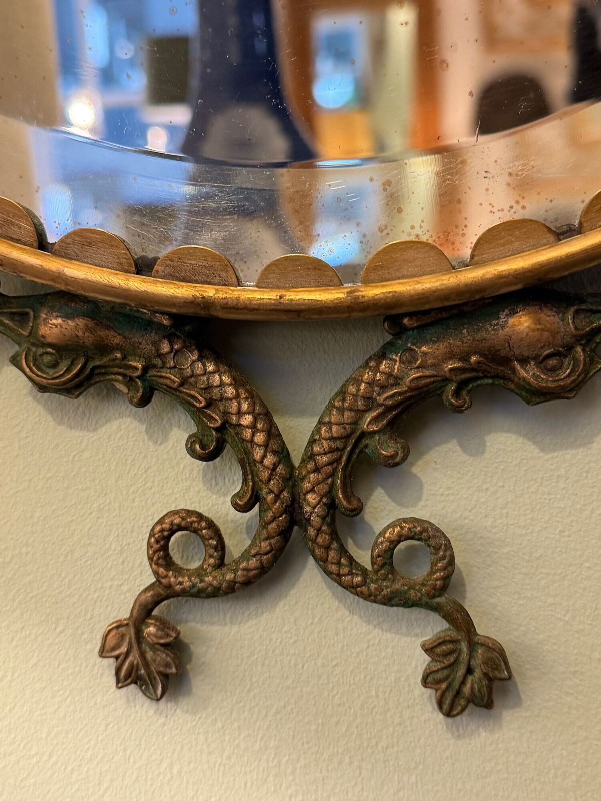 Home Decor A Pair Of Italian 1940s Oval Mirrors With Dolphin Detailing Around The Brass Frame photo